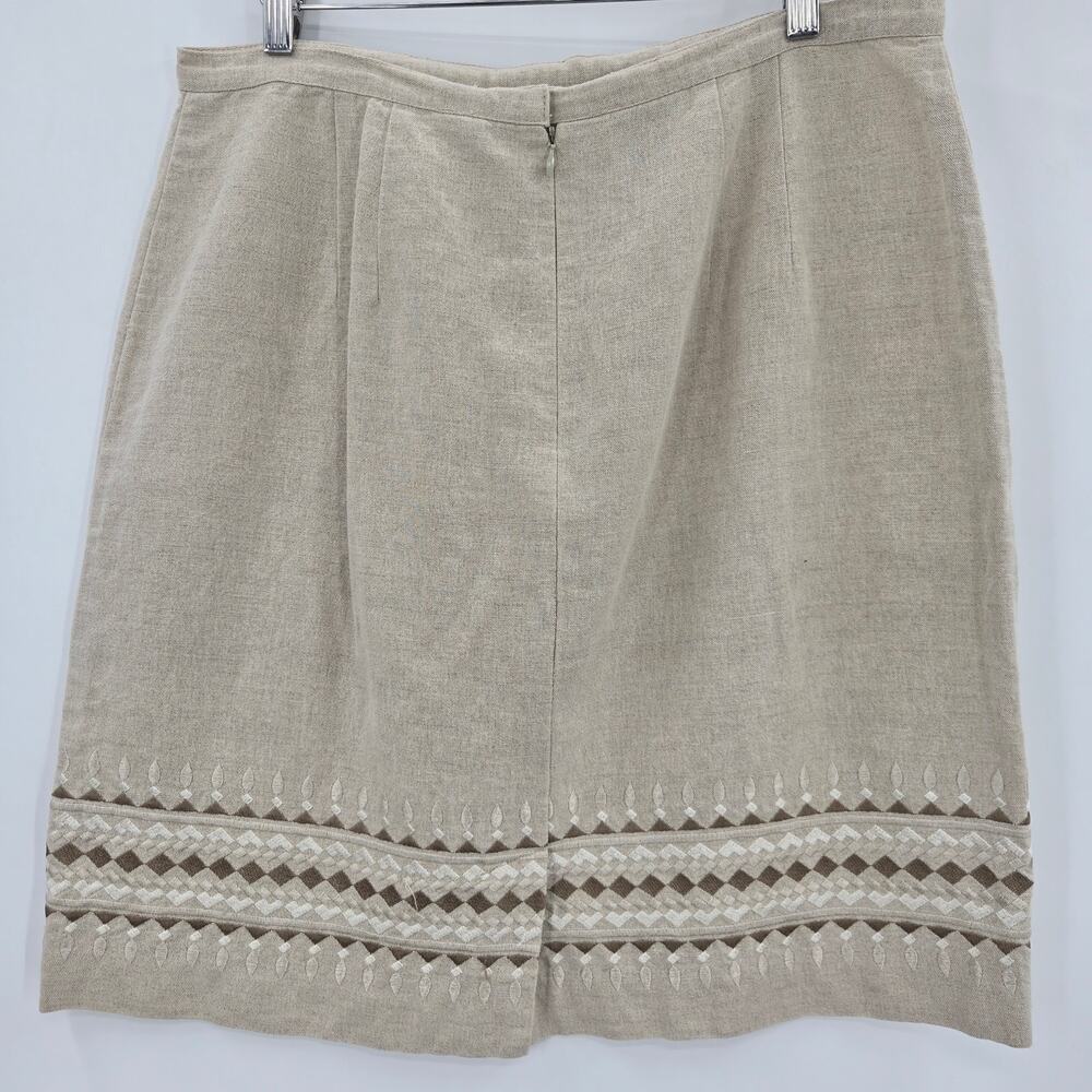Talbots Women Vtg Coastal Elevated Staple Embroidered Irish Linen Blend Skirt 16 - Picture 4 of 10